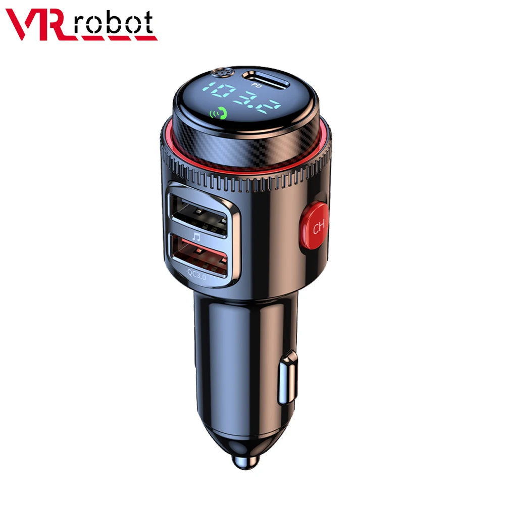 VR Robot PD30W+QC3.0 Bluetooth 5.4 FM Transmitter & Fast Charger