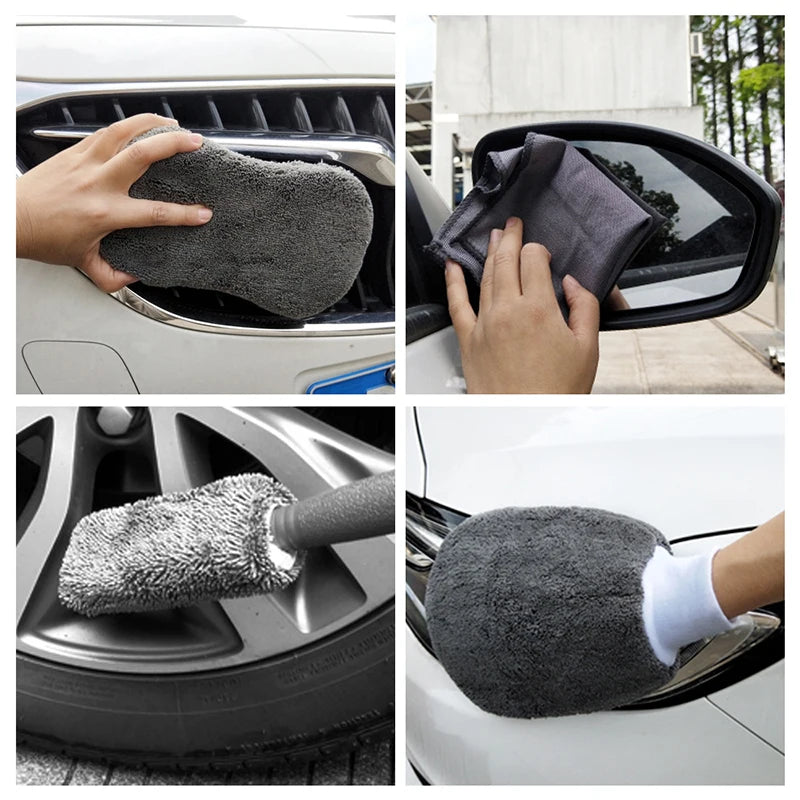 9pcs Car Wash Kit – Towels, Sponge, Glove & Detailing Pads